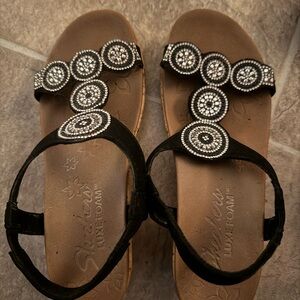 Skechers Black and Silver Beaded Sandals